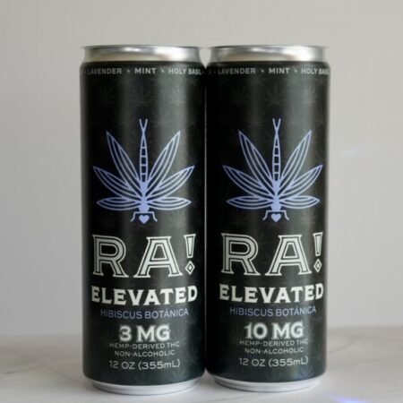 organic lavender basil mint sparkling hemp beverage with delta 9 teahc with a dragonfly logo.